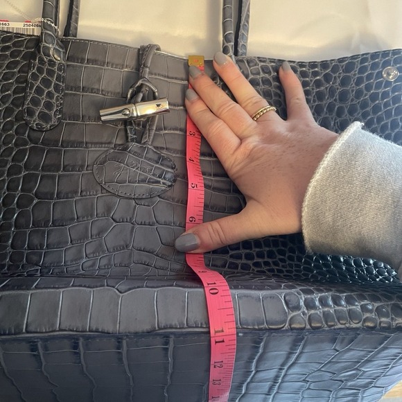 LONGCHAMP Roseau Croco Pilot Blue Crocodile Embossed Leather Tote Bag Purse NWOT - Picture 16 of 16